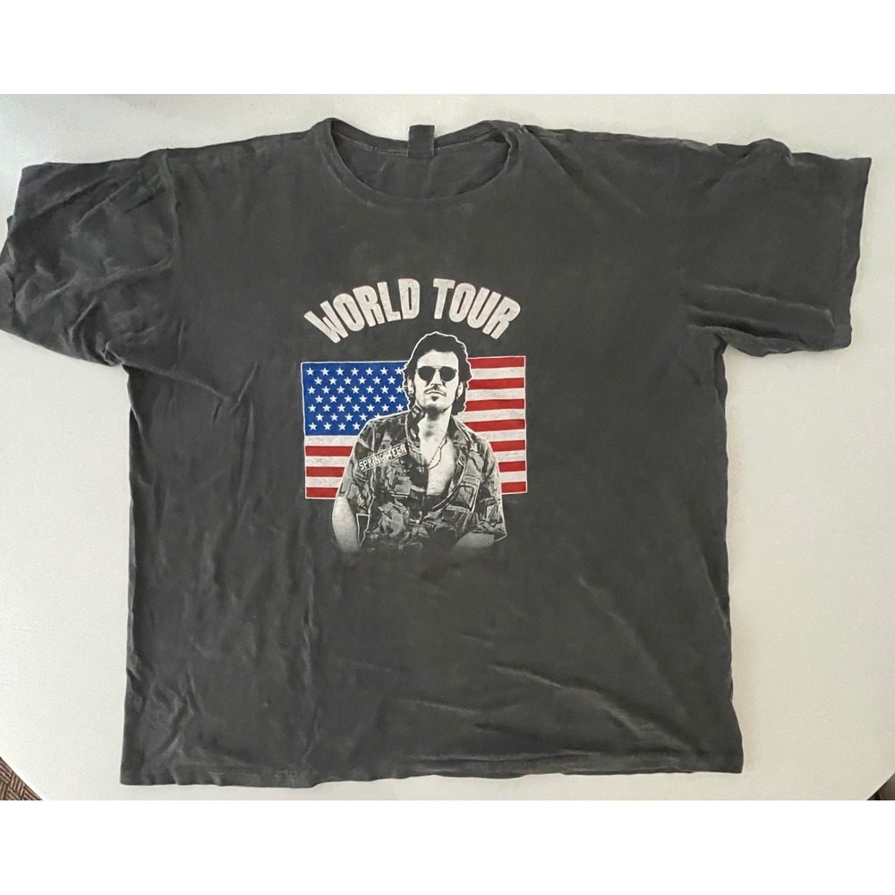 Bruce Springsteen The Rising World Tour T-Shirt Mens XXL Gray Garment Dyed